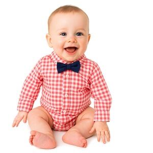 NWT Children’s Place Baby Boy Gingham Bow Tie Bodysuit 3–6M